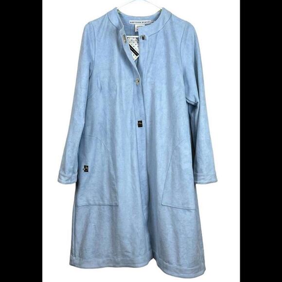 NWT "GRETCHEN SCOTT" Women's Blue Faux Suede Bonnie Jacket/ Coat Size Small - Picture 1 of 4